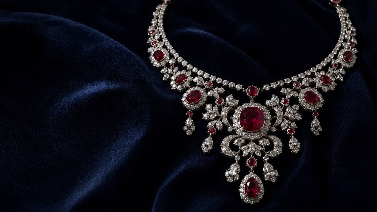 Antikes Rubin-Diamant-Collier — Gutachten-Beispiel