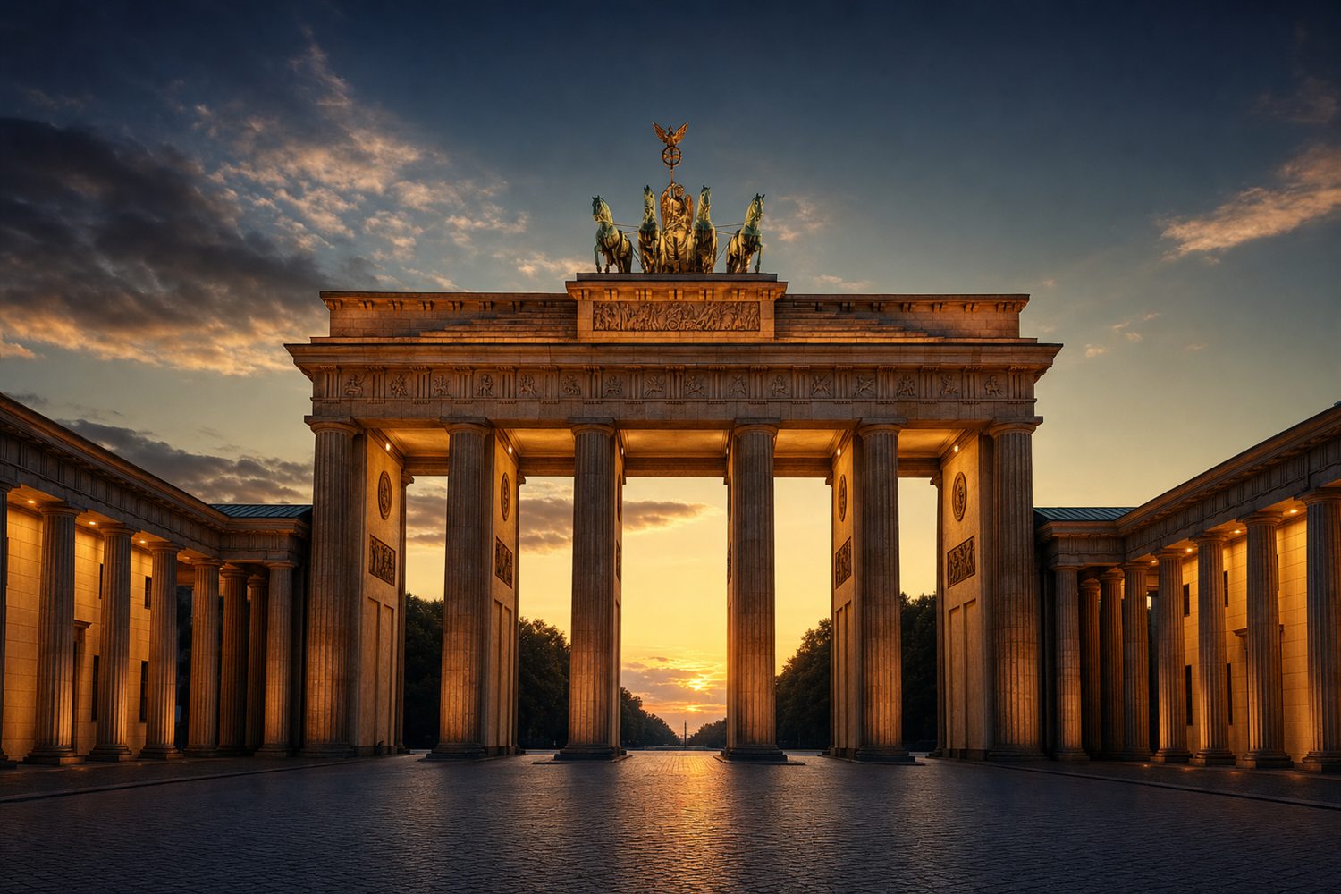 Eine repr&auml;sentative Charlottenburger Altbaufassade mit Stuck im Abendlicht &ndash; Diamant-Ankauf Region Berlin