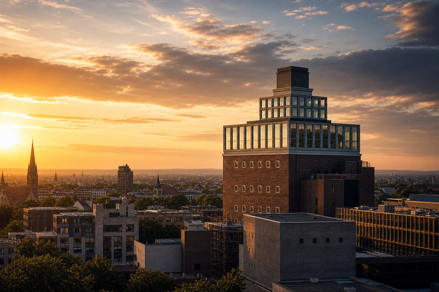Das Dortmunder U und die Innenstadt bei Morgenlicht &ndash; Silberankauf Region Dortmund