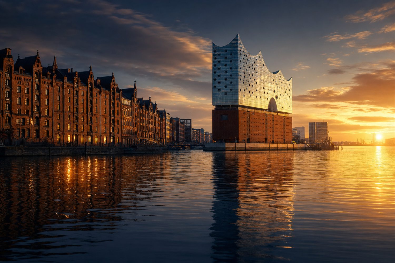 Backsteinspeicher mit Giebeln in der Hamburger Speicherstadt bei Morgenlicht &ndash; Silberankauf Region Hamburg