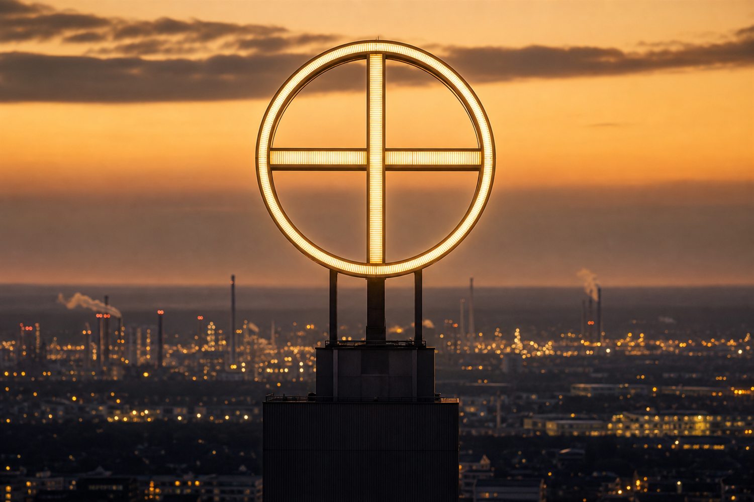 Der Leverkusener Dom und die Altstadt am Rheinufer bei Morgenlicht &ndash; Silberankauf Region Leverkusen