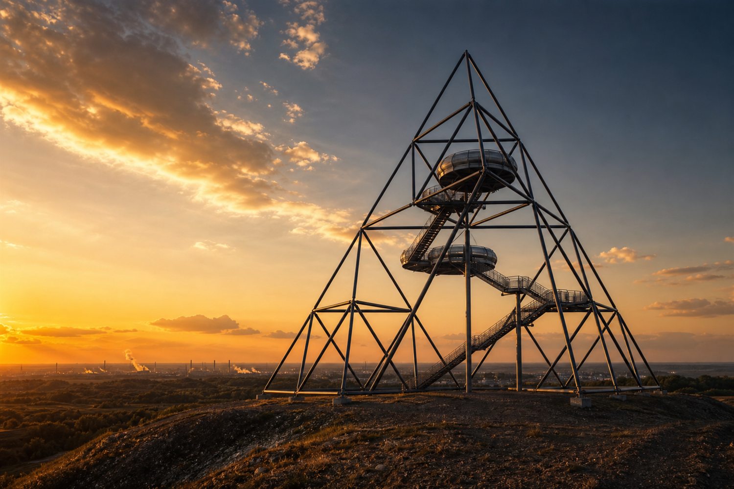 Der Bottroper Dom im Abendlicht &uuml;ber dem Rhein &ndash; Uhren-Ankauf Region Bottrop