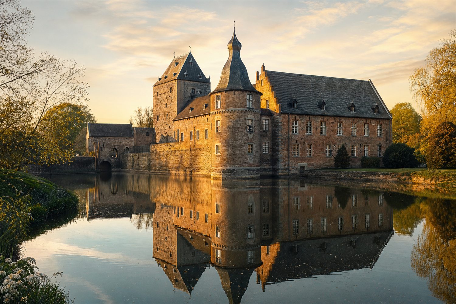 Der Krefelder Dom im Abendlicht &uuml;ber dem Rhein &ndash; Uhren-Ankauf Region Krefeld