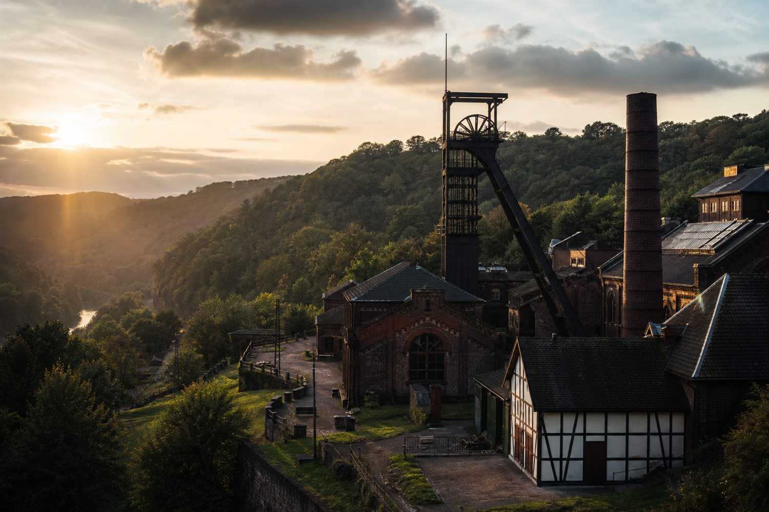 Der Wittener Dom im Abendlicht &uuml;ber dem Rhein &ndash; Uhren-Ankauf Region Witten